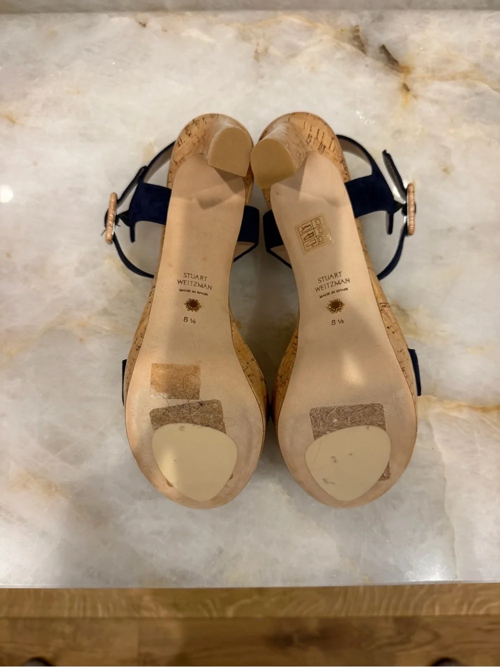 Stuart Weitzman Suede Cork Sandals